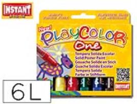 Guache Solido em Barra Instant Escolar Caixa de 6 Cores Sortidas