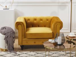 Poltrona em veludo amarelo CHESTERFIELD