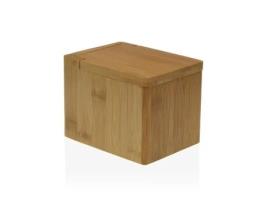 Saleiro com Tampa Versa Castanho Cerâmica Aço Bambu (13 x 10 x 10 cm)