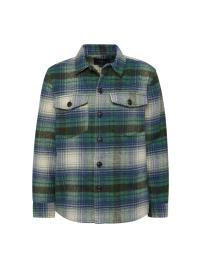 Springfield Camisa  azul escuro / verde escuro / branco