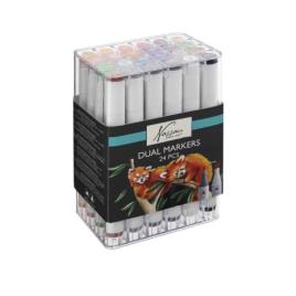 Marcadores 2 pontas - conjunto de 24 marcadores triangulares