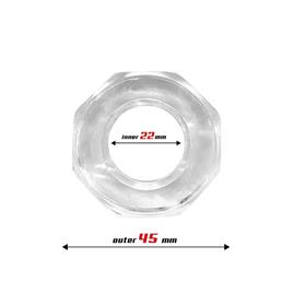 Anel de pênis poligonal super flexível 2,2 cm transparente