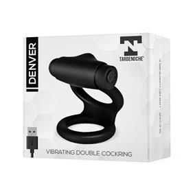 Anel Duplo Denver com Vibrador Bullet USB Silicone Preto