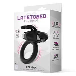Anel Vibratório Fermax com Coelho USB Silicone Preto