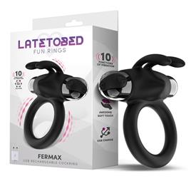 Anel Vibratório Fermax com Coelho USB Silicone Preto