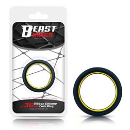 Anel Peniano 100% Silicone Sólido 3,6 cm Amarelo e Preto