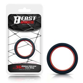Anel Peniano 100% Silicone Sólido 3,6 cm Vermelho e Preto