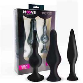 Conjunto de 3 plugues anais de silicone preto