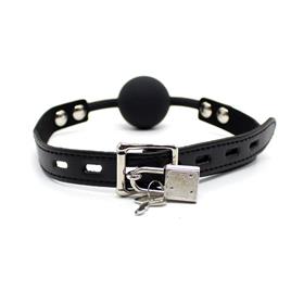 Gag bola de silicone 4 cm com cadeado preto