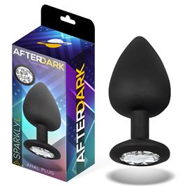 Plug Anal Brilhante com Joia de Silicone Tamanho L 9,5 cm x 4,5 cm
