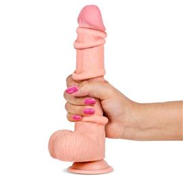 Slidy Dildo realista camada dupla retrátil e ajustável 9