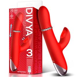 Vibrador Divya com anel esférico interno para cima e para baixo e pulsação 3 motores independentes USB