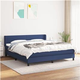 vidaXL Cama com molas/colchão 180x200 cm tecido azul