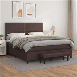 vidaXL Cama com molas/colchão 160x200 cm couro artificial castanho