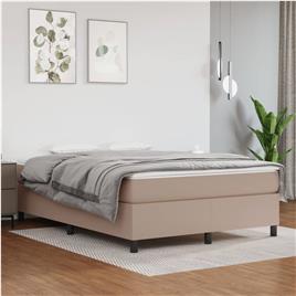 vidaXL Cama com molas/colchão 140x190 cm couro artificial cappuccino