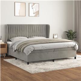  - vidaXL Cama com molas/colchão 200x200 cm veludo cinzento-claro