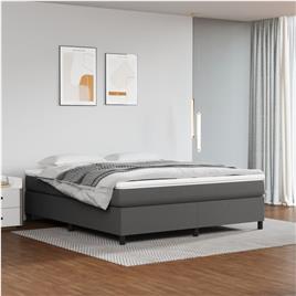 vidaXL Estrutura de cama com molas 160x200cm couro artificial cinzento
