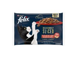 Comida Húmida Gato Felix Deliciously Sliced Carne 4x80g