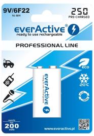 Pilha Recarregável Ni-Mh 9V 250mAh (Mínimo 200mAh) RTU - EverActive