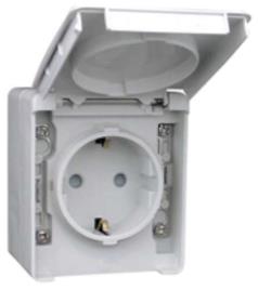 Tomada 2P+T SCHUKO 16A 250V c/ Alvéolos Protegidos Série Estanque48 - EFAPEL