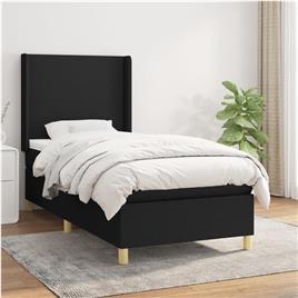 vidaXL Cama com molas/colchão 90x190 cm tecido preto