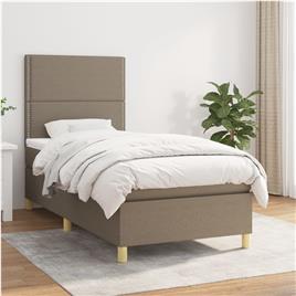 vidaXL Cama com molas/colchão 90x190 cm tecido castanho-acinzentado