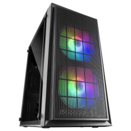 Caixa MARS GAMING MCDUO MICRO-ATX CASE, 2X FRGB FAN, WINDOW, MESH, WATERCOOLING, BLACK