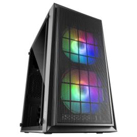 Caixa MARS GAMING MCDUO MICRO-ATX CASE, 2X FRGB FAN, WINDOW, MESH, WATERCOOLING, BLACK