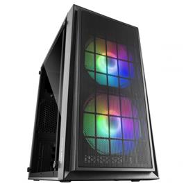 Caixa  MCDUO MICRO-ATX CASE, 2X FRGB FAN, WINDOW, MESH, WATERCOOLING, BLACK