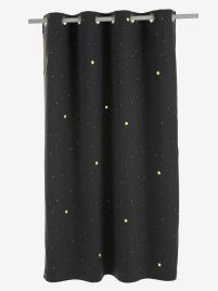 Cortina opaca com detalhes fosforescentes, Estrelas cinzento escuro estampado