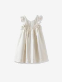 Vestido de cerimónia Jade, CYRILLUS branco claro as riscas