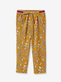 Calças fluidas e estampadas, CYRILLUS, para menina amarelo medio estampado 