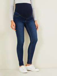 Treggings de grávida azul escuro liso