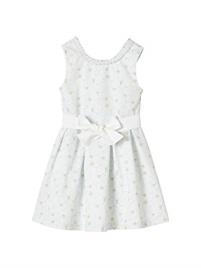 Vestido com estampado retro chique, especial cerimónia branco claro estampado