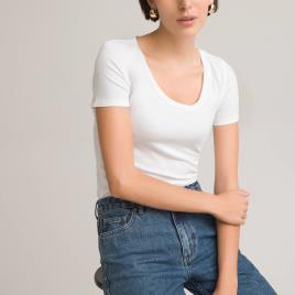 La Redoute Collections T-shirt de gola redonda, mangas curtas