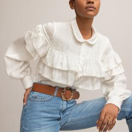 La Redoute Collections Camisa com folhos e mangas compridas