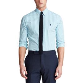 Polo Ralph Lauren Camisa slim em popelina, às riscas