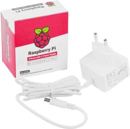 Alimentador 5.1V 3A USB-C Oficial p/ Raspberry Pi 4 Modelo B - Branco