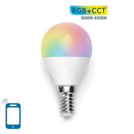 Lâmpada Smart LED WiFi RGB+CW E14 G45 5W 