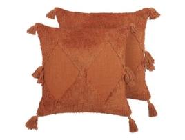 Conjunto de 2 Almofadas Decorativas BELIANI (45 x 45 cm - Algodão - Laranja)