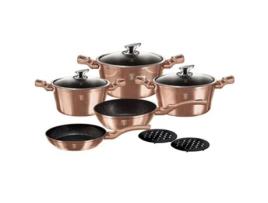 Trem de Cozinha Indução BERLINGER HAUS Rose Gold Ouro Rosa 28-24-20 cm