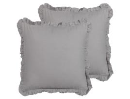 Conjunto de 2 Almofadas Decorativas BELIANI (45 x 45 cm - Linho - Cinzento)