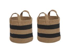 Conjunto de 2 cestas de yute beige/negro 30 cm GEREDE