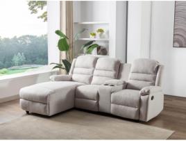 Sofá Relax VENTE-UNIQUE Macedonia (Bege - Tecido e Veludo - 102x231x172 cm)