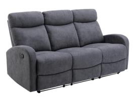 Sofá Relax VENTE-UNIQUE Evelyn (Cinza - Tecido e Veludo - 180x95x100 cm)