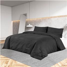 vidaXL Conjunto de capa de edredão 240x220 cm microfibra leve preto