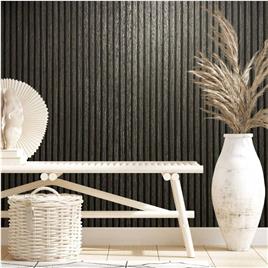 Noordwand Papel de parede Botanica Wooden Slats preto e cinzento