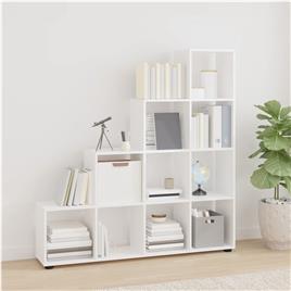 vidaXL Estante em escada derivados de madeira 142 cm branco brilhante