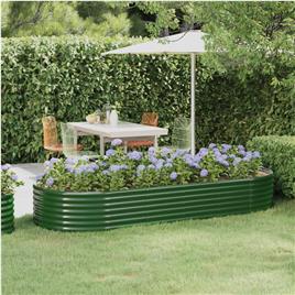 vidaXL Vaso/floreira de jardim 249x100x36 cm aço revestido a pó verde