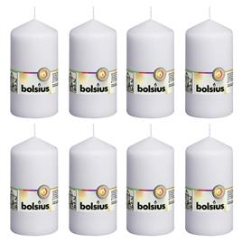 Bolsius Velas cilíndricas 8 pcs 130x68 mm branco